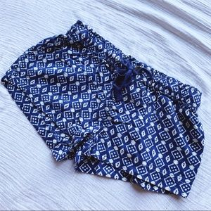 Forever21 blue/white linen elastic waist shorts